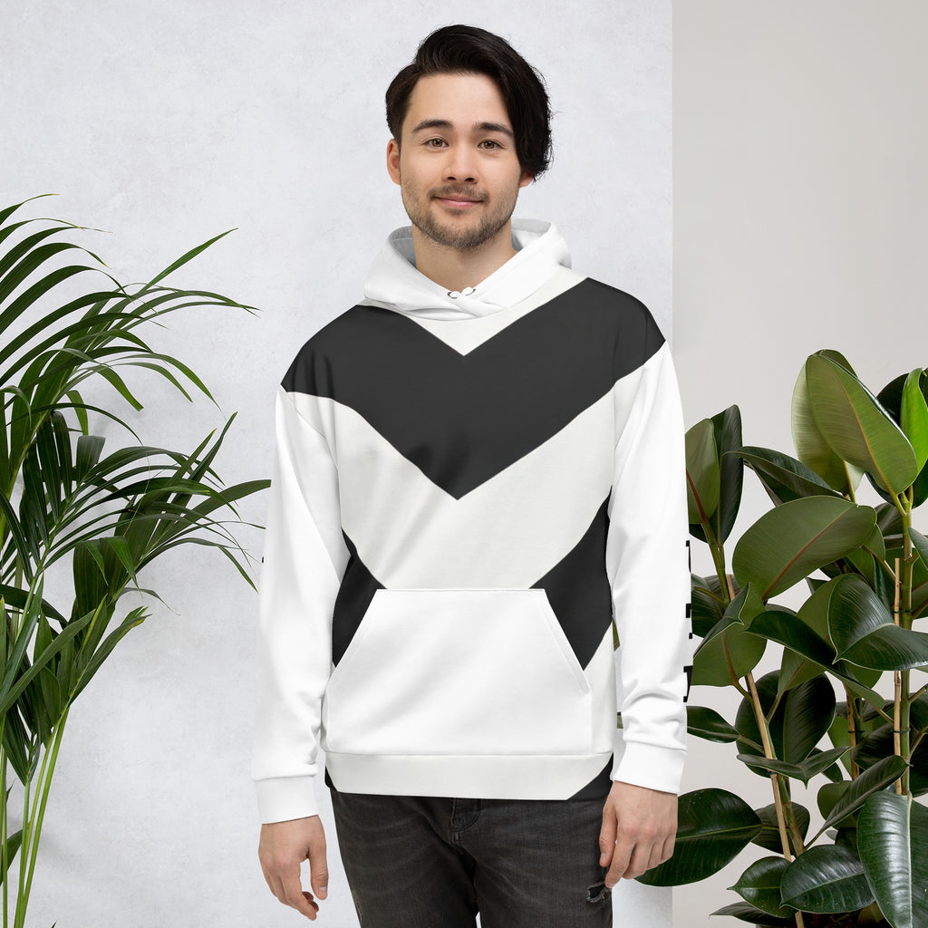 Meet Cute Sports Romance Hoodie | Black and White Chevron Unisex Sweatshirt Romance Trope Pullover