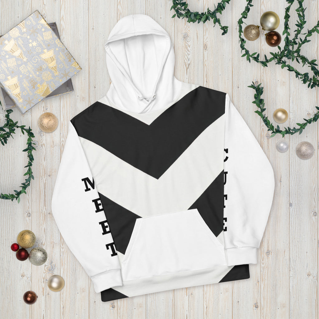 Meet Cute Sports Romance Hoodie | Black and White Chevron Unisex Sweatshirt Romance Trope Pullover