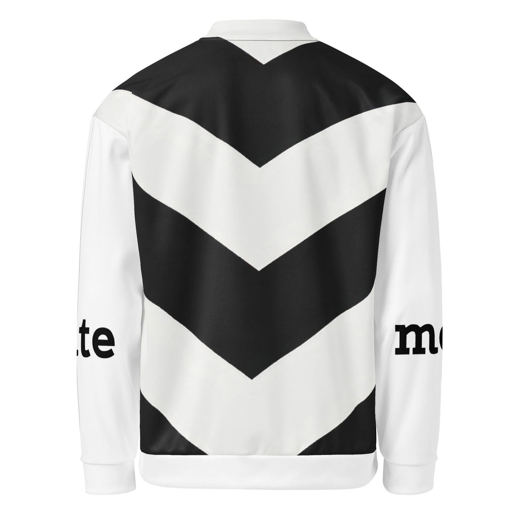 Meet Cute Bomber Jacket, Black and White Chevron Zip | Bookish Romance Streetwear, Luxury BookTok Gift for Romance Reader