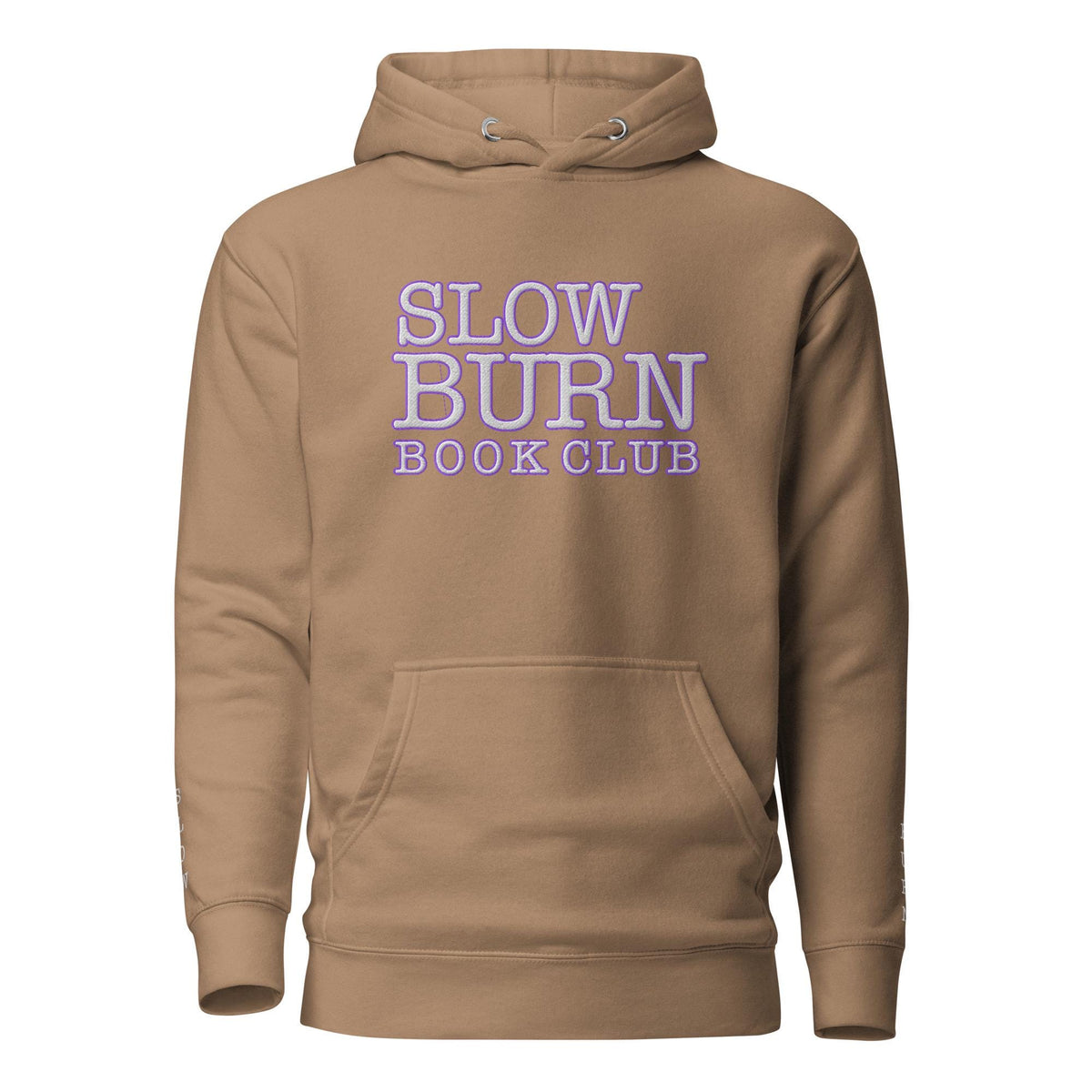 Etsy Product Title  Embroidered Slow Burn Book Club Hoodie, Bookish Romance Reader Sweatshirt with SLOW BURN embroidered sleeves