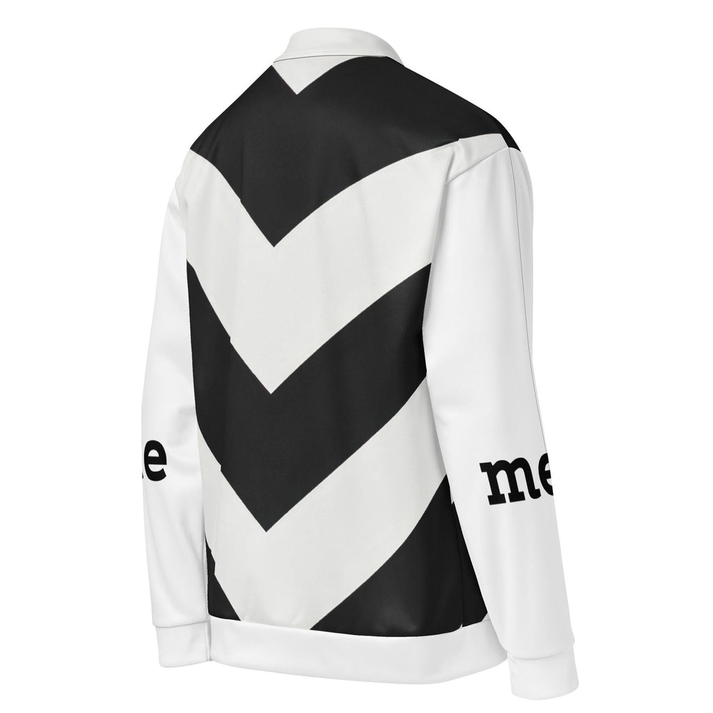 Meet Cute Bomber Jacket, Black and White Chevron Zip | Bookish Romance Streetwear, Luxury BookTok Gift for Romance Reader