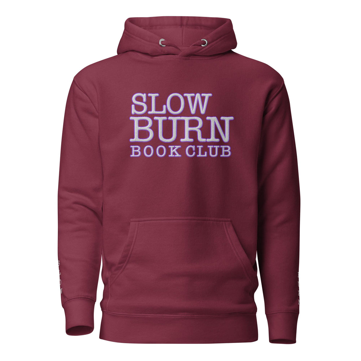 Etsy Product Title  Embroidered Slow Burn Book Club Hoodie, Bookish Romance Reader Sweatshirt with SLOW BURN embroidered sleeves