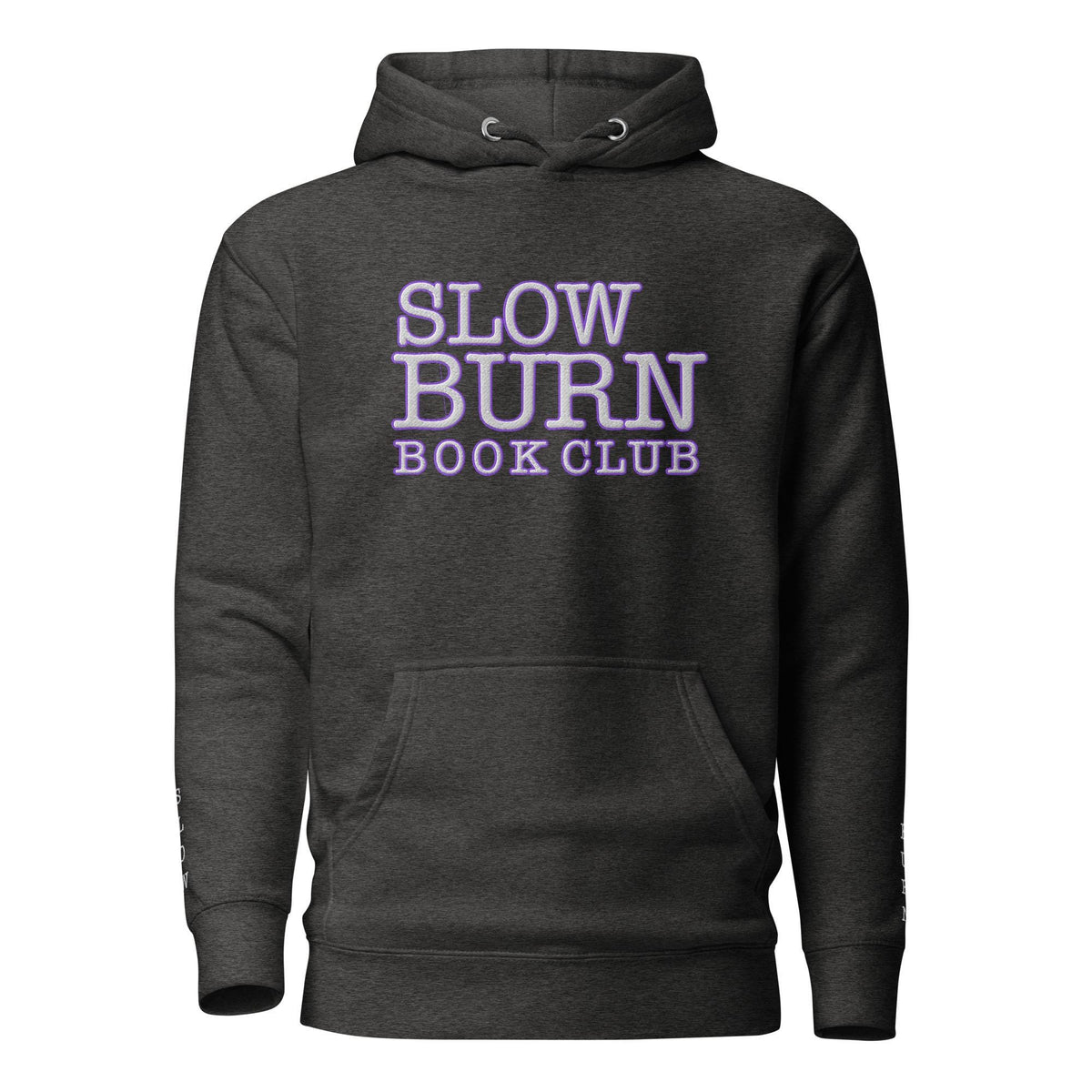 Etsy Product Title  Embroidered Slow Burn Book Club Hoodie, Bookish Romance Reader Sweatshirt with SLOW BURN embroidered sleeves