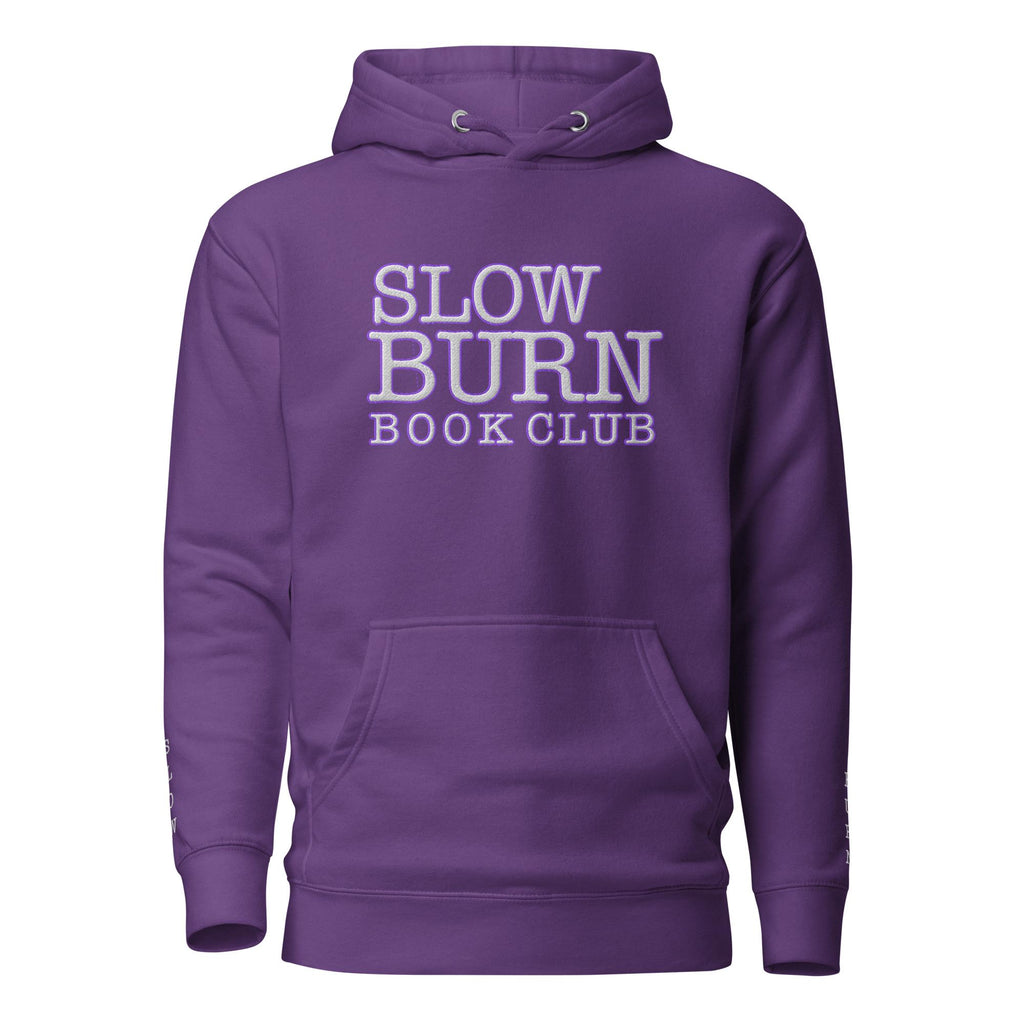 Etsy Product Title  Embroidered Slow Burn Book Club Hoodie, Bookish Romance Reader Sweatshirt with SLOW BURN embroidered sleeves
